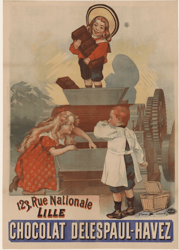 Affiche de publicité d’une chocolaterie en 1892