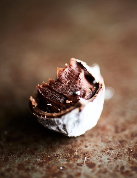 Photographie de l'intérieur d'une truffe au chocolat